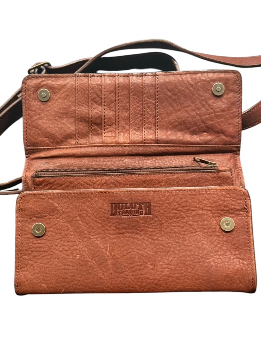 Duluth Trading Co Brown Leather Crossbody Wallet Purse